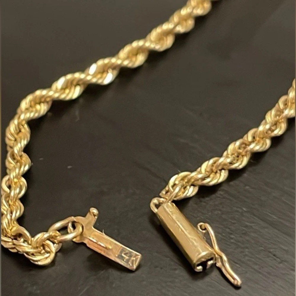 14k Solid Gold Rope Bracelet 5.56g - 7.5inches